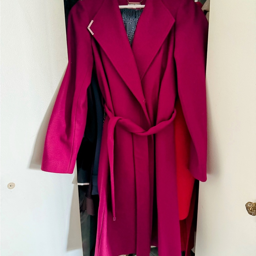 Ted Baker London Pink Wool Wrap Coat